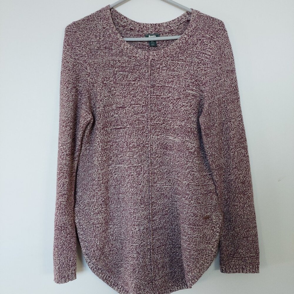 Roots Canada Women's Size S Burgundy Marled Knit Crewneck Sweater